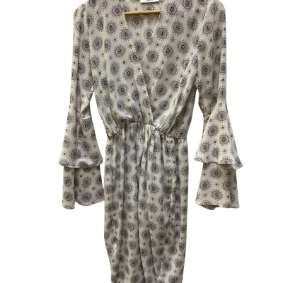 Sheike Womens  Size 8 Long Sleeve Dress / Maxi Dress Blue / Brown / Pattern / White 
