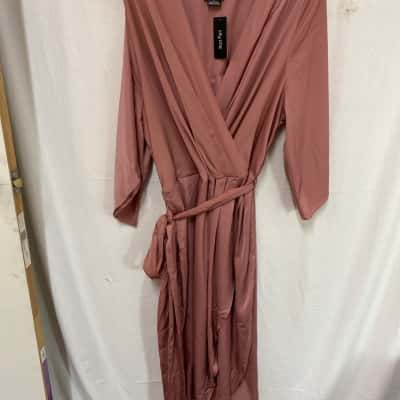 City Chic Dusty Pink Sleek/Drama Queen Faux Wrap Dress Sz L 
