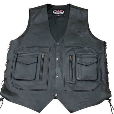 Y.A.S.  Leather Garments Men's Black Motorcycle Vest