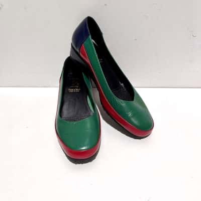 Luca Rossi Womens  Size 36 Flats Black  / Green / Maroon 