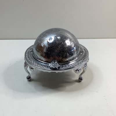 Clean Silver Caviar Serving Dish 
