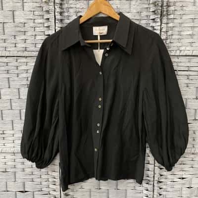Iris Maxi Womens  Size 10 3/4 Sleeve Shirt Black  
