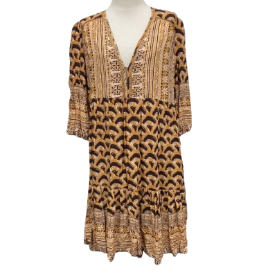 Jaase Nala Print Siven Midi Dress - Womens boho Size L  - Brand New With Tags!
