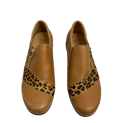Zierra Sage XF Tan-Leopard Leather Slip-ons . Size 42 