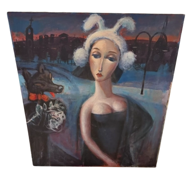 Large Contemporary Expressionist Painting Signed "A"