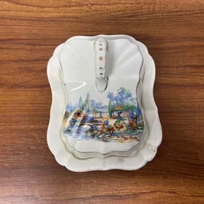 Vintage Landcaster and Sandland “In an Old World Garden” lidded butter dish