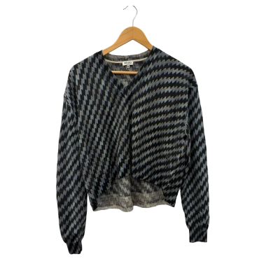 Kenzo Womens  Size M V-Neck Jumper Blue / Navy Blue / Yellow 