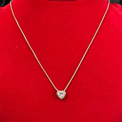 925 Marked Chain + 925 Marked Pendant w/ Pink Stone 