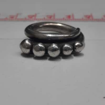 Heavy Vintage Sterling Silver Brutalist Ring 