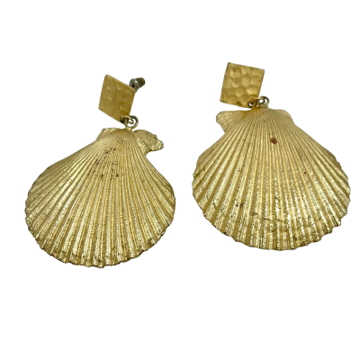 Vintage Gold Shell Earrings 