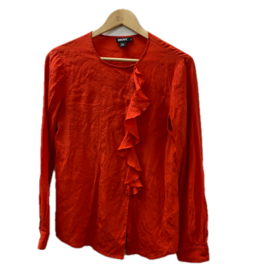 DKNY Womens  Size Petite Blouse Red 