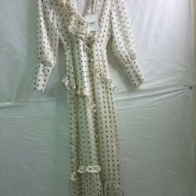 Twiice Womens Size 6 Maxi Dress Polka Dot / White BNWT