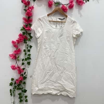 Katies Womens Short Sleeve Dress Size 10 White 