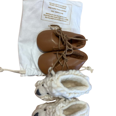  Whistlewood vegan Leather shoes plus lambswool slippers Both  Size 0 -6months