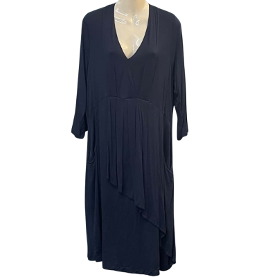 Capture Womens  Size XXL Floral Dress / Long Sleeve Dress / Midi Dress / Party Dress Navy Blue 