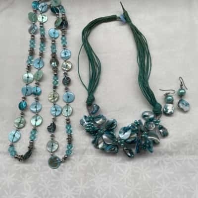  Women’s COSTUME BLUE  Necklace & Earrings pack