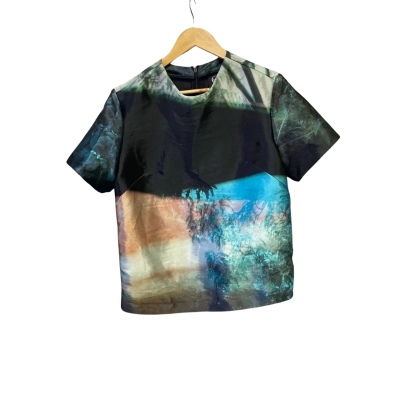 Alexander McQUEEN Womens  Size 40 Short Sleeve Top Black  / Green 