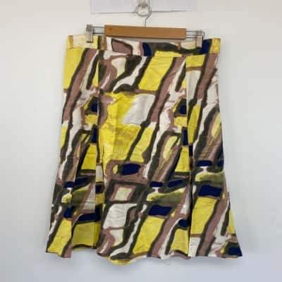 Appraisal Yellow Colourful Knee Length Skirt  Size L 