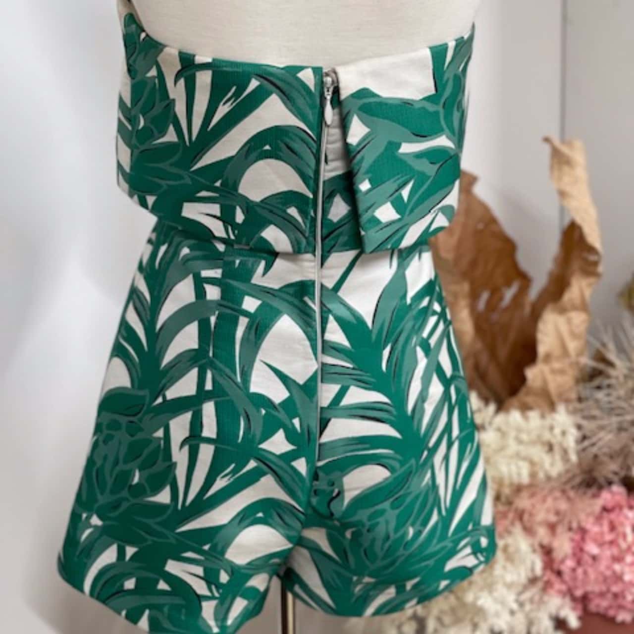 Kookai Womens Size 38 Playsuit Green/White (s)