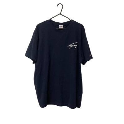 Mens Tommy Jeans Size XXL Navy Blue Short Sleeve Shirt 