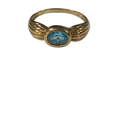 Stamped 9k YG Ring w/ Blue Stone 2.4g