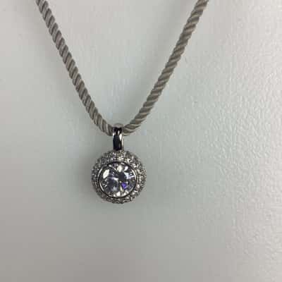 Sterling Silver Necklace w/ Bling Pendant 