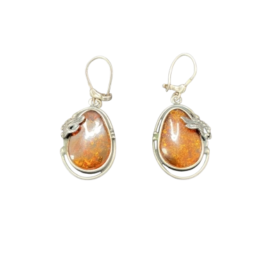 Sterling silver and Amber Dionysus Earrings