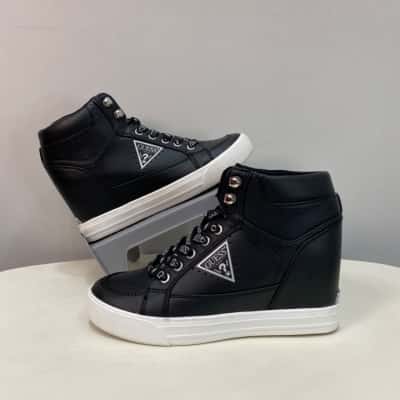 Guess Womens  Demetra Hidden Wedged Hi Tops Size 7.5 Black  / Silver 