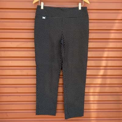  Lisette L Montreal Womens Size 14 Black/White Dot Print Straight Leg Crop Pants
