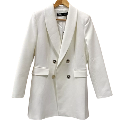 Zara White Blazer Jacket Size L