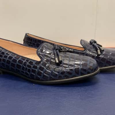 Moda In Pelle Elissa Navy Mocc Croc Women's Size 42