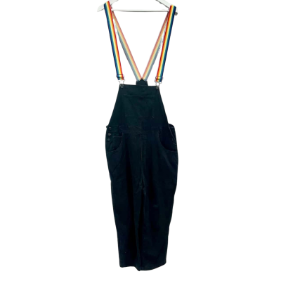 Dangerfield Rainbow Strap Black Overalls Size 14