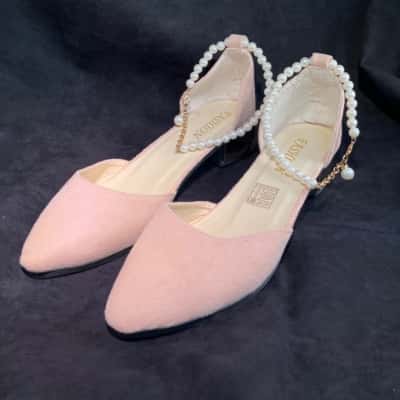  Women's Shoes Size 40 Jing Pin Fashion with Faux Pearl ankle strap Dusty Pink