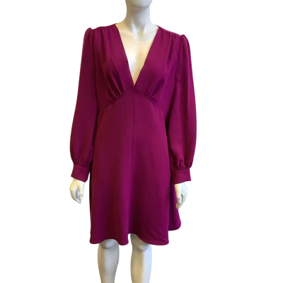 BNWT Veronika Maine Women's Size 16 Long Sleeve Midi Dress Purple 