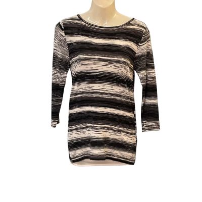Veronika Maine Womens  Size M Long Sleeve Top Black  / White 