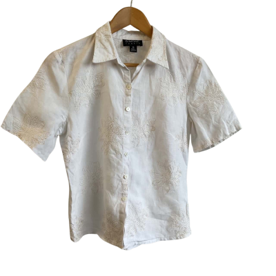  Simon Turpin linen embroidered  Size 10 Short Sleeve Shirt 