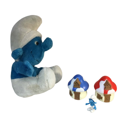 Vintage 1980 Smurf Plush  Toy and Accessories as pictured