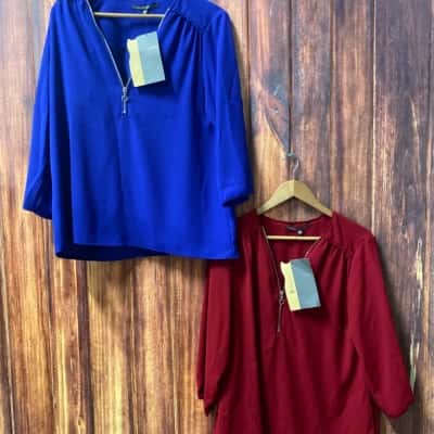 Liz Jordan   Size 14  2 tops 1 red 1 Royal blue new 