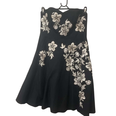 Women Monsoon Size 14 Bodycon Dress Black  / Silver / White 