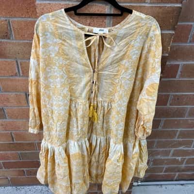 Jaase Womens  Size L Long Sleeve Dress / Mini Dress Floral / Yellow 
