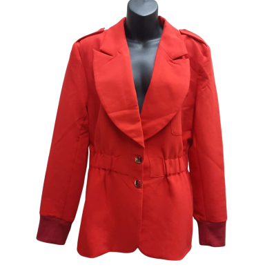 ZOE MOSS Size 12 Red Blazer Jacket with Elasticised Waist and Cuffs