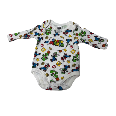 BNWT super Mario Kids  Size 6-12m Onesie White 