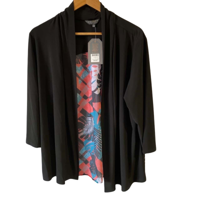 Liz Jordan Womens  Palais Print Jacket Size XL Black  