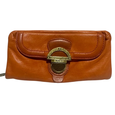 Mimco Womens Clutch Leather Beige / Burnt Orange 