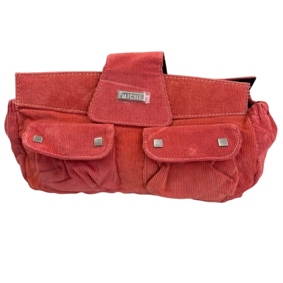  Women's Clutch - Coral-Red Corduary with magnetic flap closure 