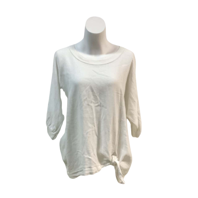 Women's Imagine Fashion One Size 3/4 Sleeve Linen White Top