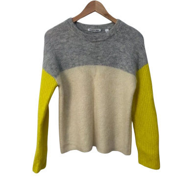 Country Road  Size M Crew Neck Jumper Cream / Grey / Yellow 