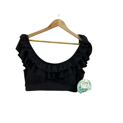  Womens Capriosca Swimwear  Size 16 Frilled Crop Bikini Top Black