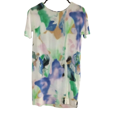 COS Womens  Size 34 Midi Dress / Short Sleeve Dress  Blue / Green / Pattern / White 