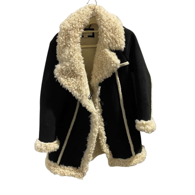 Michael Kors Womens  Size M Swing Coat w Faux Fur Collar, Cuffs and Piping